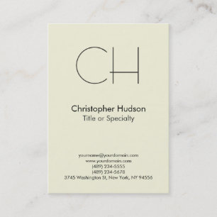 Chubby Beige Trendy Modern Monogram Business Card Visitenkarte