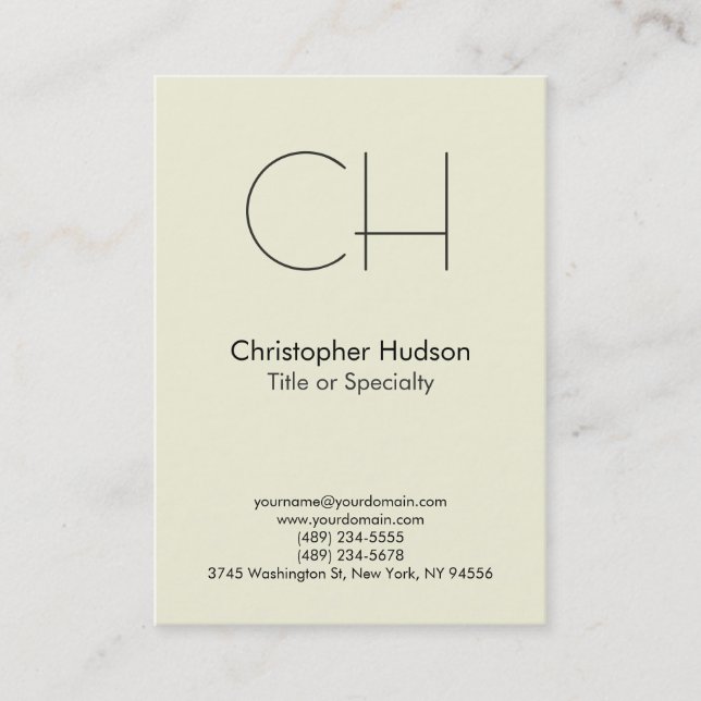 Chubby Beige Trendy Modern Monogram Business Card Visitenkarte (Vorderseite)