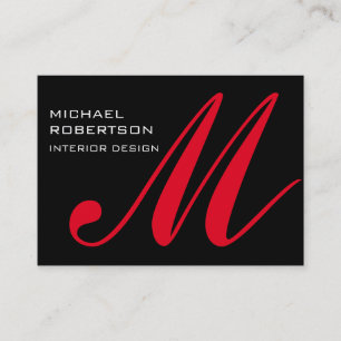 Chubby Black Red Monogram Stylish Business Card Visitenkarte