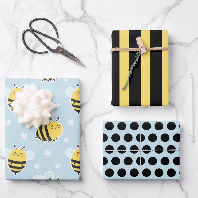 Chubby Bumblebee Wrapping Paper Set Geschenkpapier Set (Vorderseite)