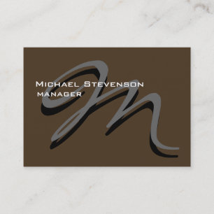 Chubby Cafe Noir Gray Monogram Business Card Visitenkarte
