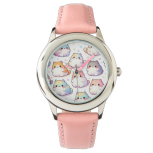Chubby Cartoon Cat Collection mit Herz Armbanduhr