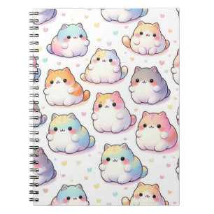 Chubby Cartoon Cat Collection mit Herz Notizblock