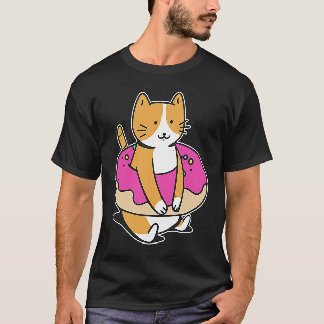 Chubby Cat Donut Süßes Konditorei Schwimmbad Sport T-Shirt (Vorderseite)