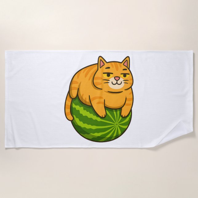 Chubby Cat on Watermelon Meme Shirt Strandtuch (Vorderseite)