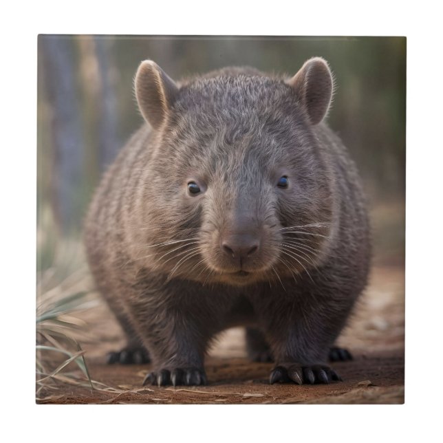 "Chubby Charm: Die Adorable Australian Wombat" Fliese (Vorderseite)
