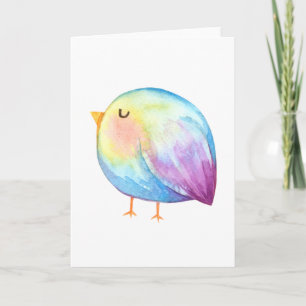 Chubby Colorful Watercolor Bird Karte
