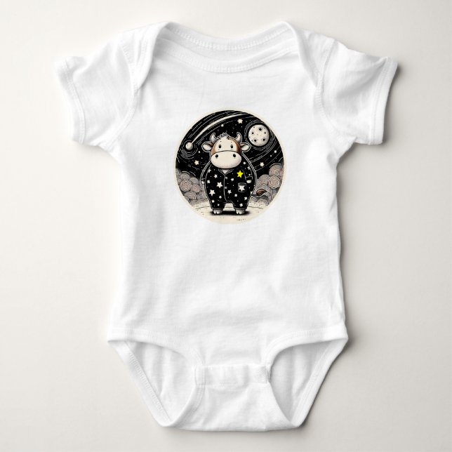 Chubby Cow in Pajamas Baby Strampler (Vorderseite)