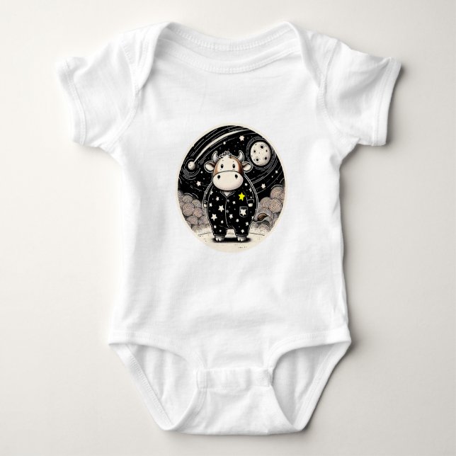 Chubby Cow in Pajamas Baby Strampler (Vorderseite)