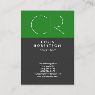 Chubby Forest Green Gray Monogram Business Card Visitenkarte