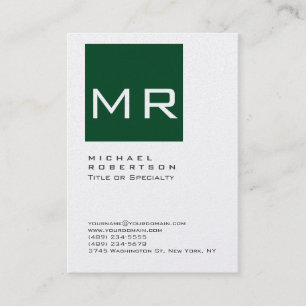 Chubby Forest Green Monogram Business Card Visitenkarte