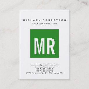 Chubby Forest Green Monogram White Business Card Visitenkarte