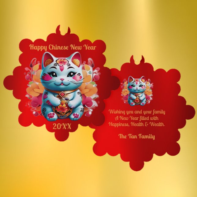 Chubby Fortune Cat Chinesische Neujahrskarte Ornament Karte (Von Creator hochgeladen)