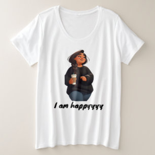 Chubby Girl Ich bin glücklich Große Größe T-Shirt