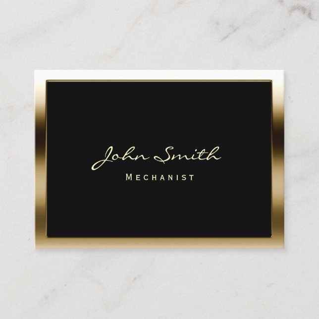 Chubby Gold Border Mechanic Business Card Visitenkarte (Vorderseite)