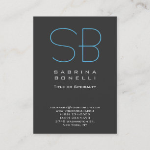 Chubby Gray Blue Chic Monogram Business Card Visitenkarte