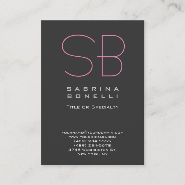 Chubby Gray Modern Monogram Business Card Visitenkarte (Vorderseite)