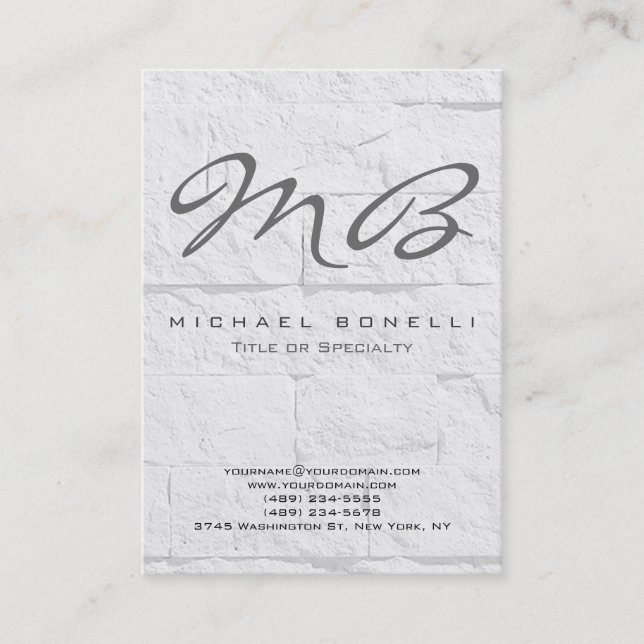Chubby Gray Monogram Calligraphy Business Card Visitenkarte (Vorderseite)