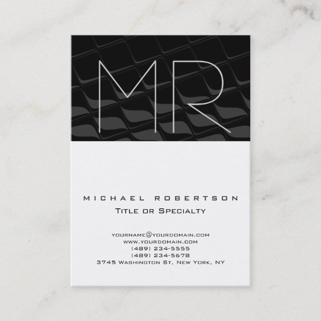 Chubby Gray Muster Monogram Business Card Visitenkarte (Vorderseite)