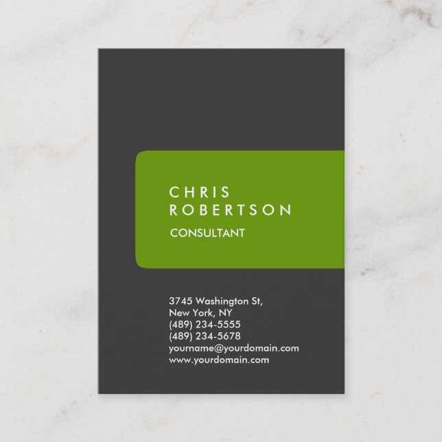 Chubby Grey Green Strip Business Card Visitenkarte (Vorderseite)