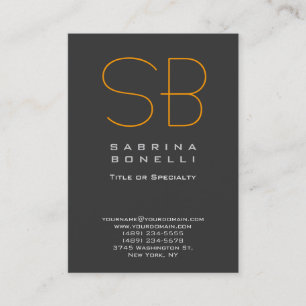 Chubby Grey Orange Yellow Monogram Business Card Visitenkarte
