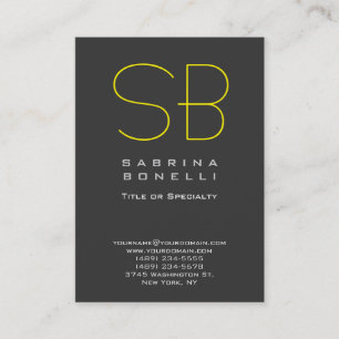 Chubby Grey Yellow Monogram Business Card Visitenkarte