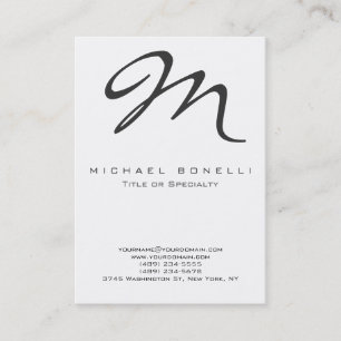Chubby Large Monogram Calligraphy Business Card Visitenkarte