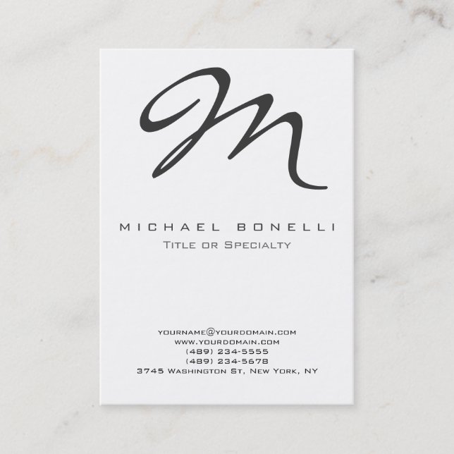 Chubby Large Monogram Calligraphy Business Card Visitenkarte (Vorderseite)