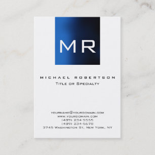 Chubby Large Monogram White Blue Business Card Visitenkarte