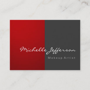 Chubby Makeup Artist Gray Red Business Card Visitenkarte