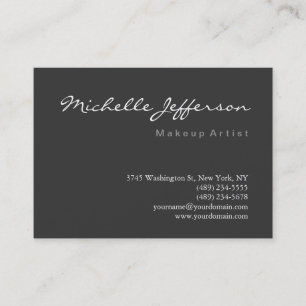 Chubby Makeup Artist Script Gray Business Card Visitenkarte