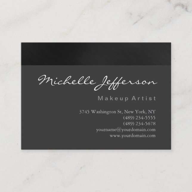 Chubby Makeup Artist Script Gray Business Card Visitenkarte (Vorderseite)
