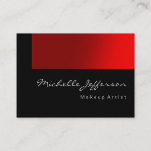 Chubby Makeup Artist Script Red Gray Business Card Visitenkarte
