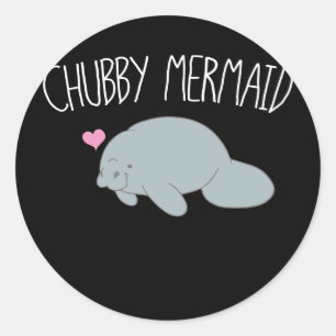 Chubby Mermaid Manatee Sea Cow Runder Aufkleber