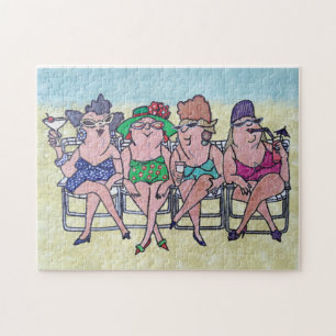 CHUBBY MIDDLE AGED BATHING BEAUTIES JIGSAW PUZZLE