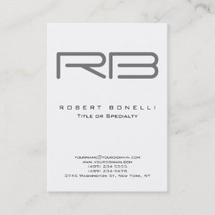 Chubby Modern Grau Monogram White Business Card Visitenkarte