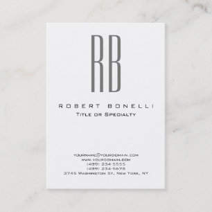 Chubby Modern Grau Monogram White Business Card Visitenkarte
