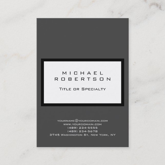 Chubby Modern Grau White Clean Business Card Visitenkarte (Vorderseite)