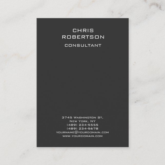 Chubby Modern Gray Vertical Standard Business Card Visitenkarte (Vorderseite)