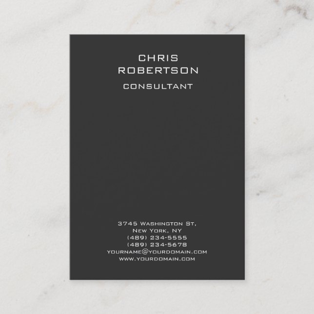 Chubby Modern Gray Vertical Standard Business Card Visitenkarte (Vorderseite)