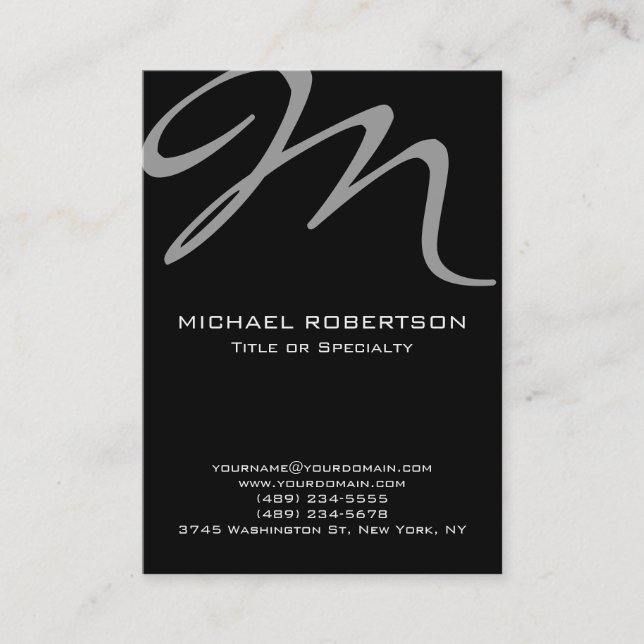 Chubby Modern Monogram Black Clean Business Card Visitenkarte (Vorderseite)