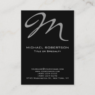 Chubby Modern Monogram Black Clean Business Card Visitenkarte
