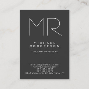 Chubby Modern Monogram Grau White Business Card Visitenkarte