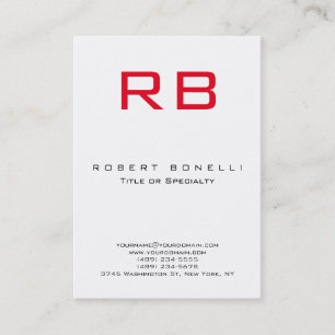 Chubby Modern Monogram Red White Business Card Visitenkarte