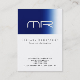 Chubby Modern Monogram White Blue Business Card Visitenkarte