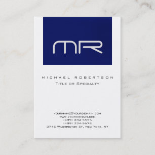 Chubby Modern Monogram White Blue Business Card Visitenkarte