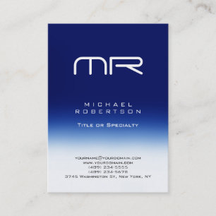 Chubby Modern Monogram White Blue Business Card Visitenkarte