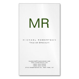 Chubby Modern Monogram White Green Business Card Magnetische Visitenkarte