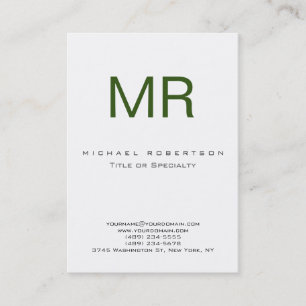 Chubby Modern Monogram White Green Business Card Visitenkarte