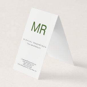 Chubby Modern Monogram White Green Business Card Visitenkarten